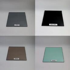 Gekleurd glas samples grijs, brons, dark grey en groen
