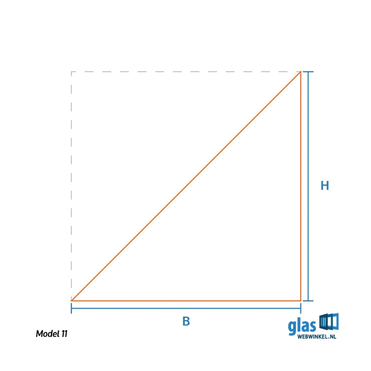 Model 11 - gelaagd glas driehoek links aflopend