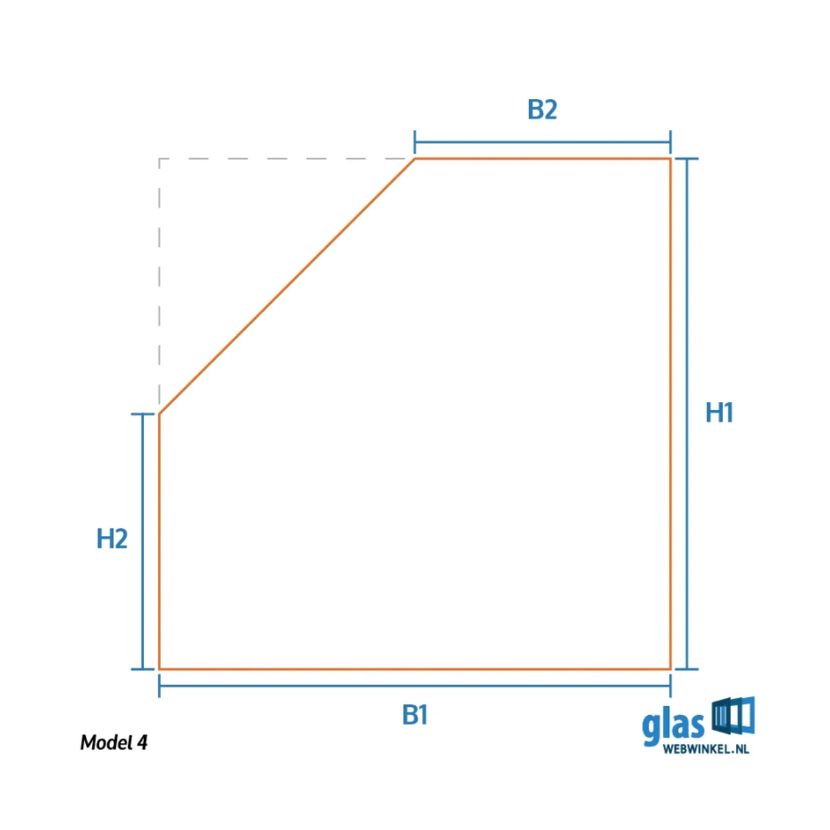 Model 4 - gelaagd glas schuine zijde links aflopend