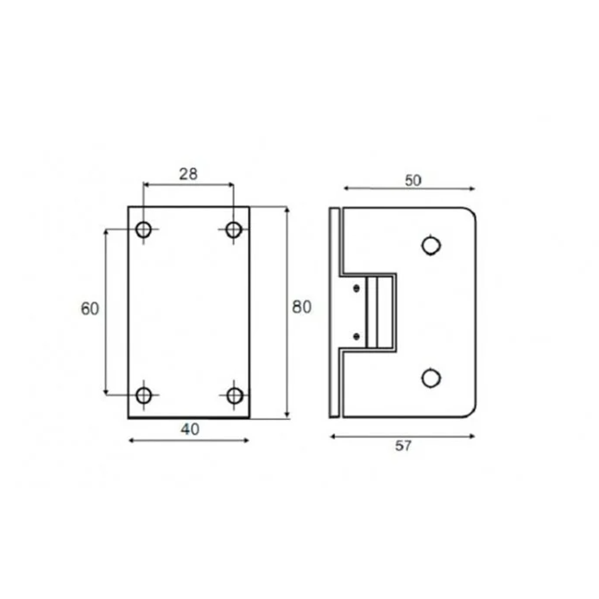 Technische tekening scharnieren 42B100