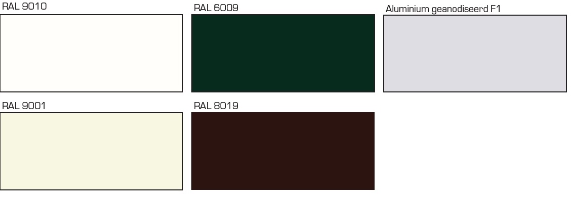 De verschiilende RAL kleuren bij voorzetramen
