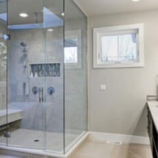 Timeless glas in een doucheruimte